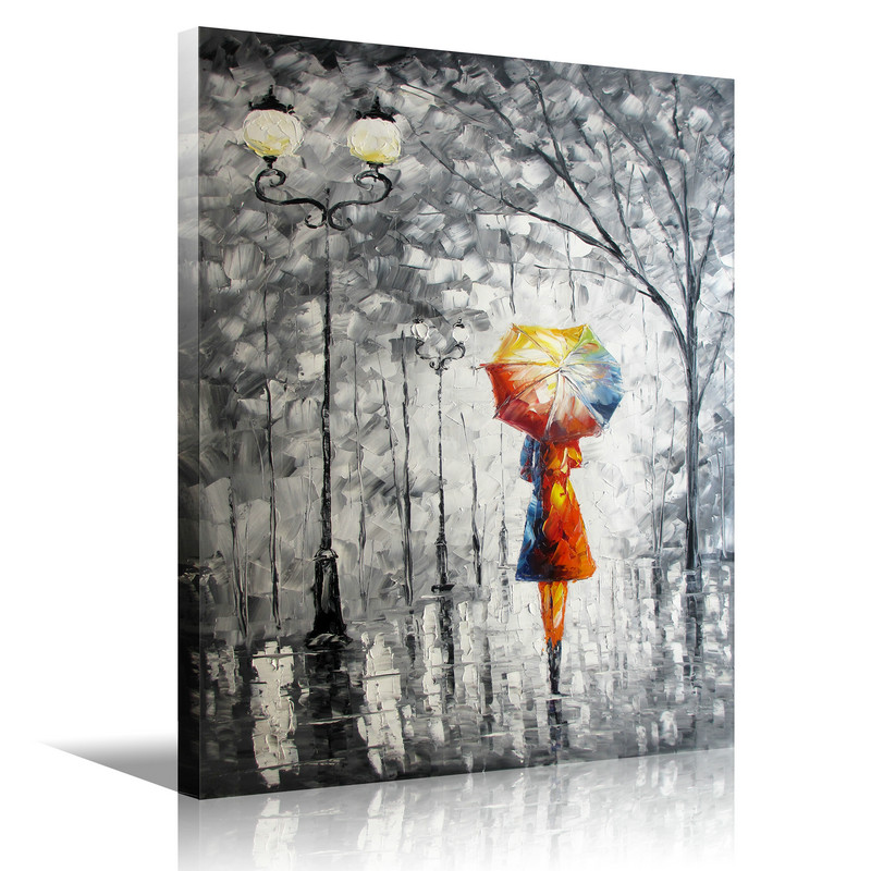 Wall Art Oil Painting On Canvas "lady under the umbrella" Living Room Decor